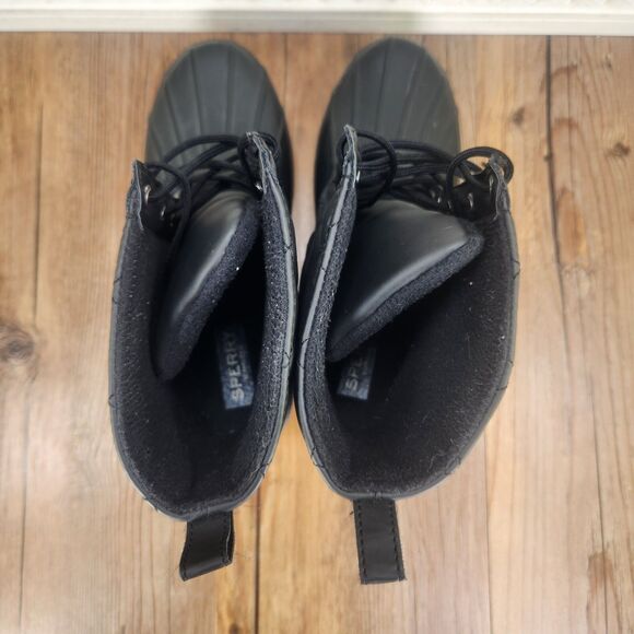 Sperry Top-Sider Gosling Duck Boots Womens Sz 7 Black Quilted Rubber Ankle Rain - Picture 7 of 10